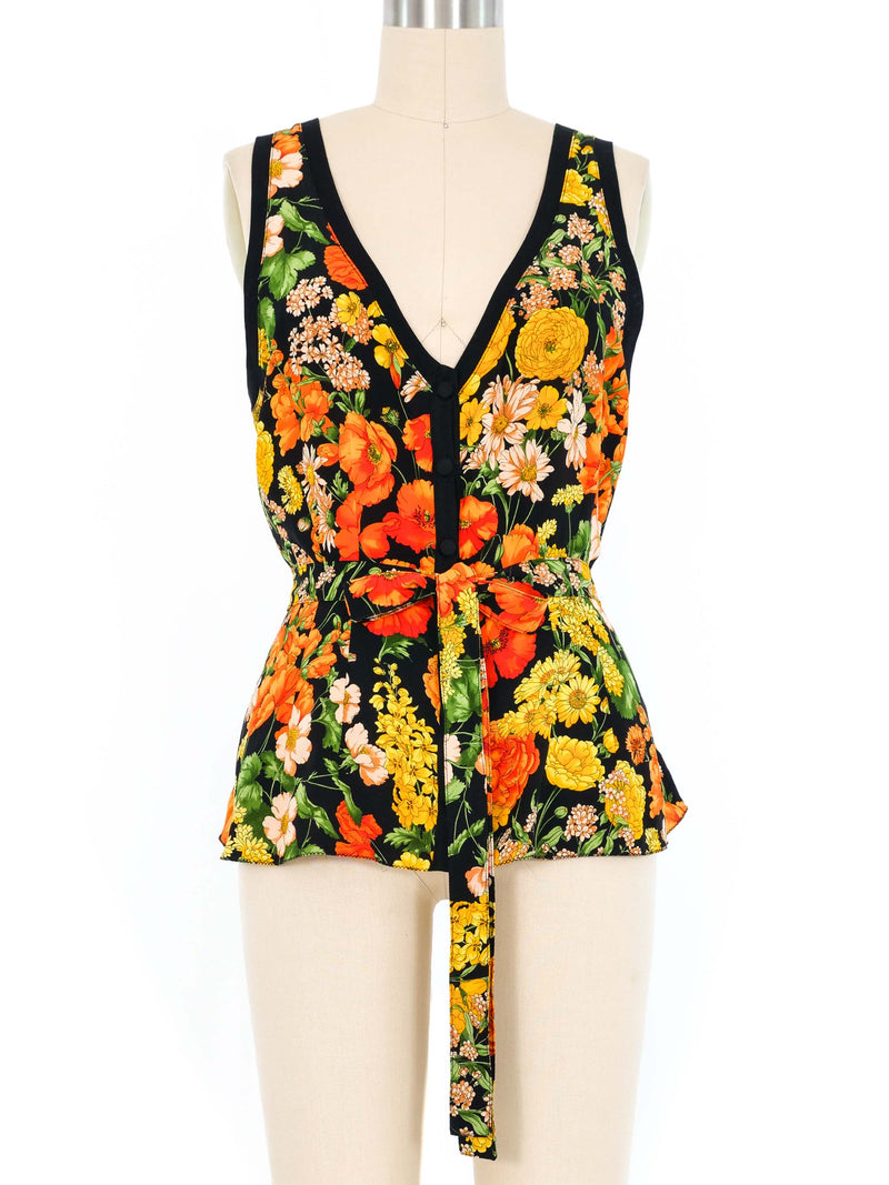 Dolce & Gabbana Tie Back Floral Tank Top arcadeshops.com