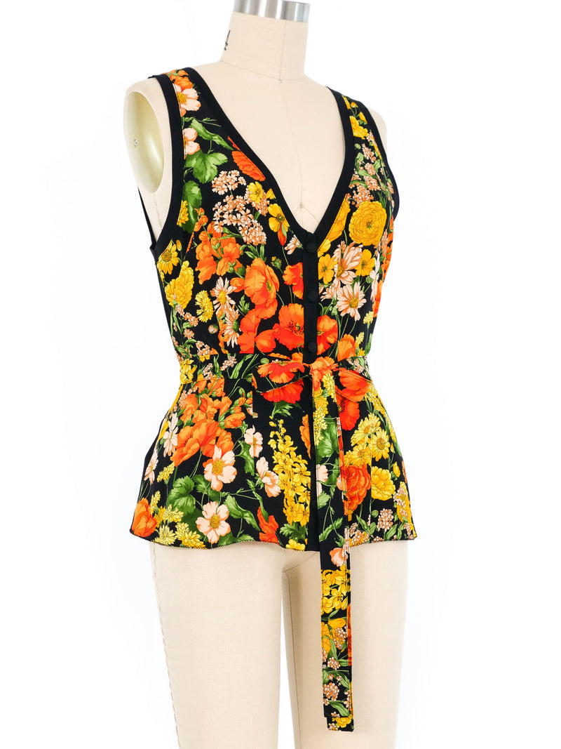 Dolce & Gabbana Tie Back Floral Tank Top arcadeshops.com