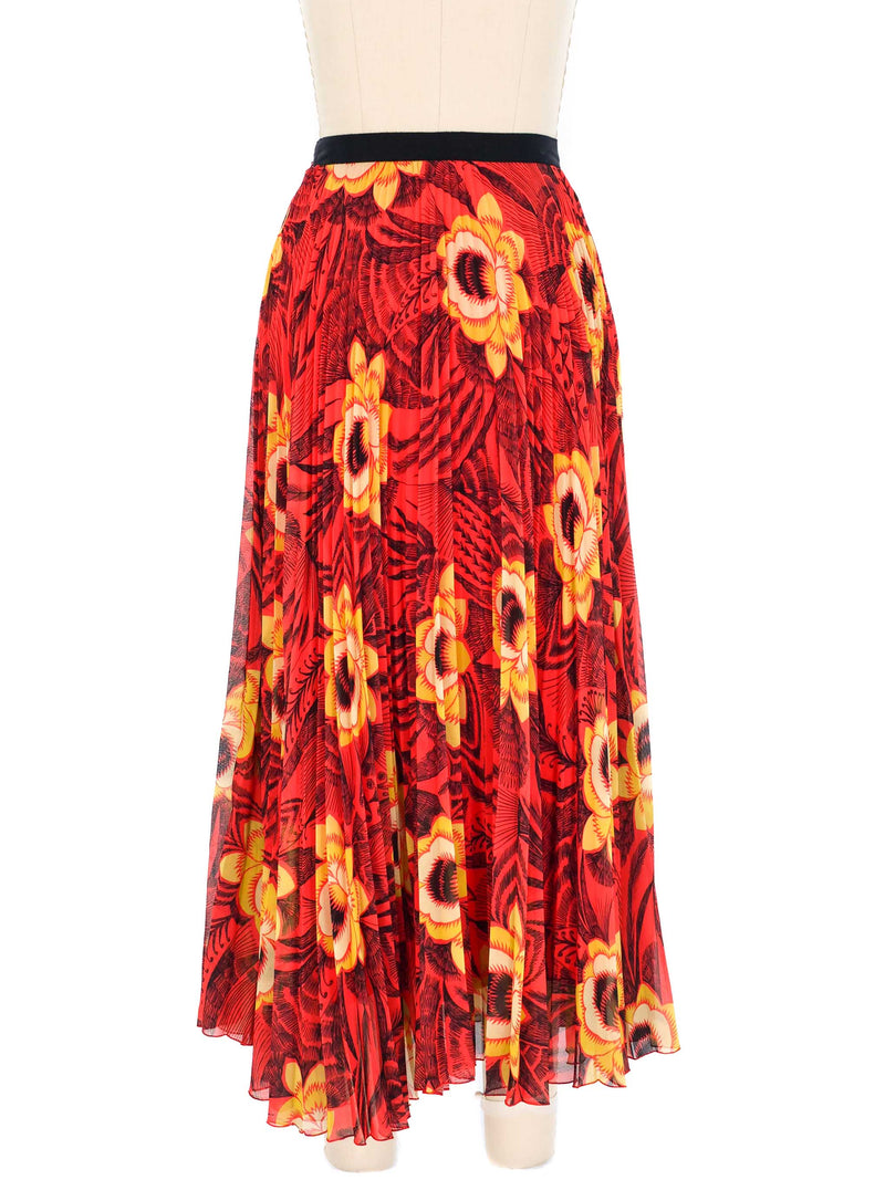 Dries Van Noten Floral Pleated Midi Skirt Bottom arcadeshops.com