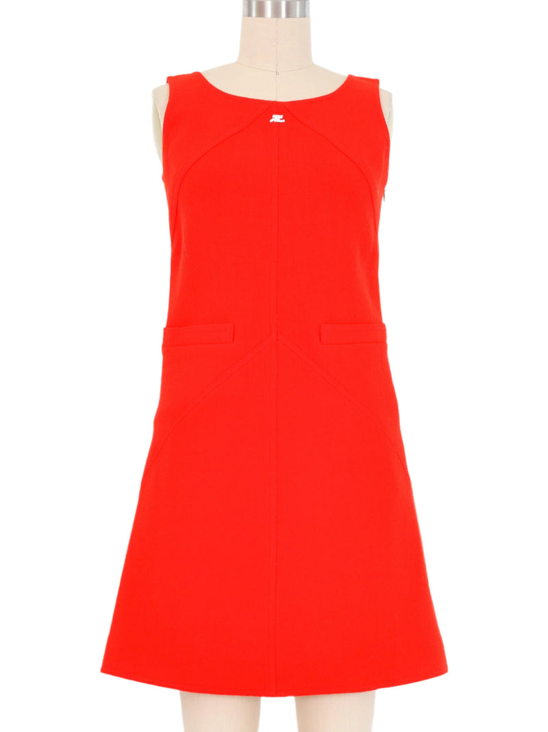 1990s Courreges Red Orange Shift Dress Dress arcadeshops.com