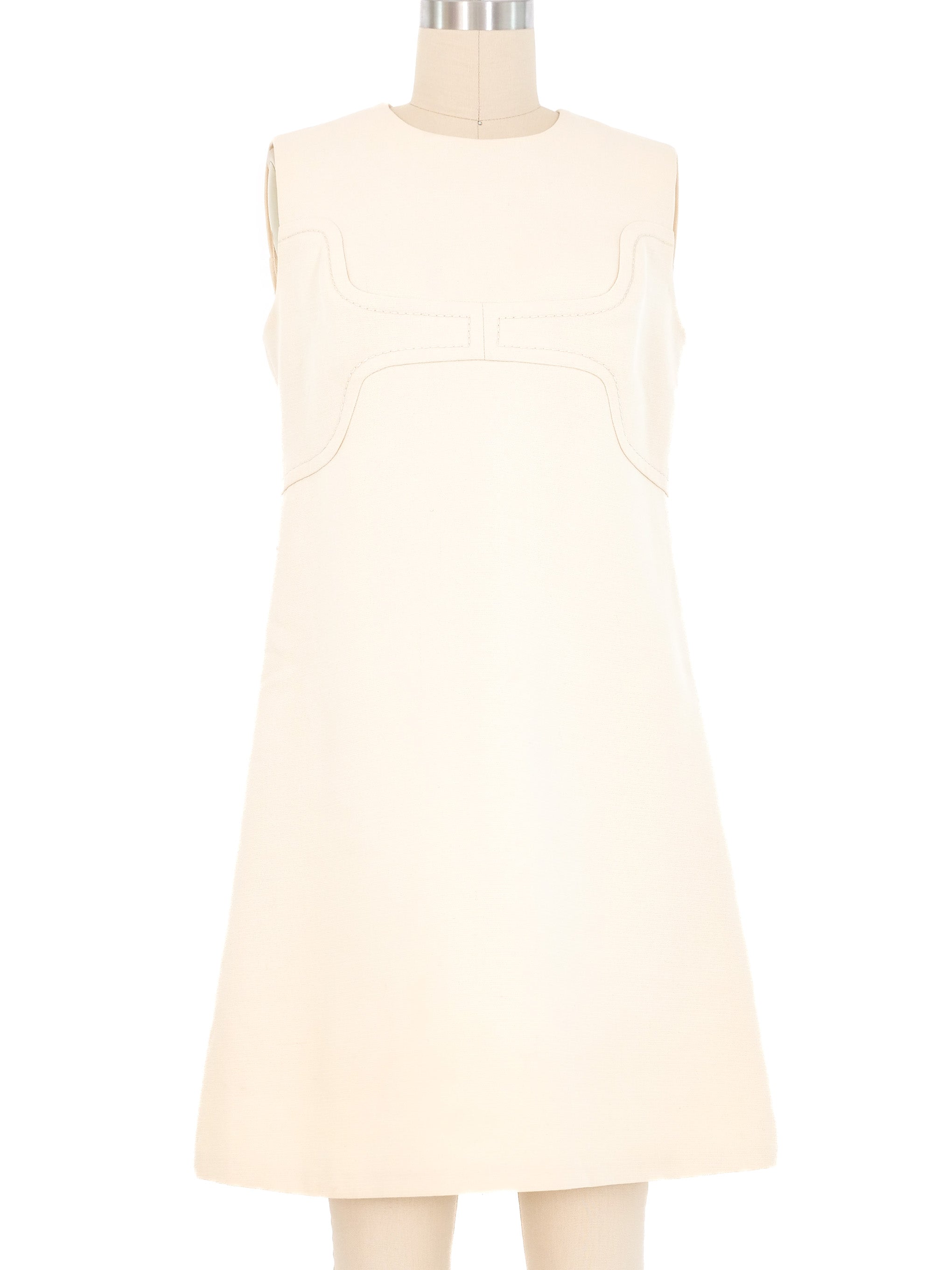 1960s Courreges Space Age Cream Mini Dress