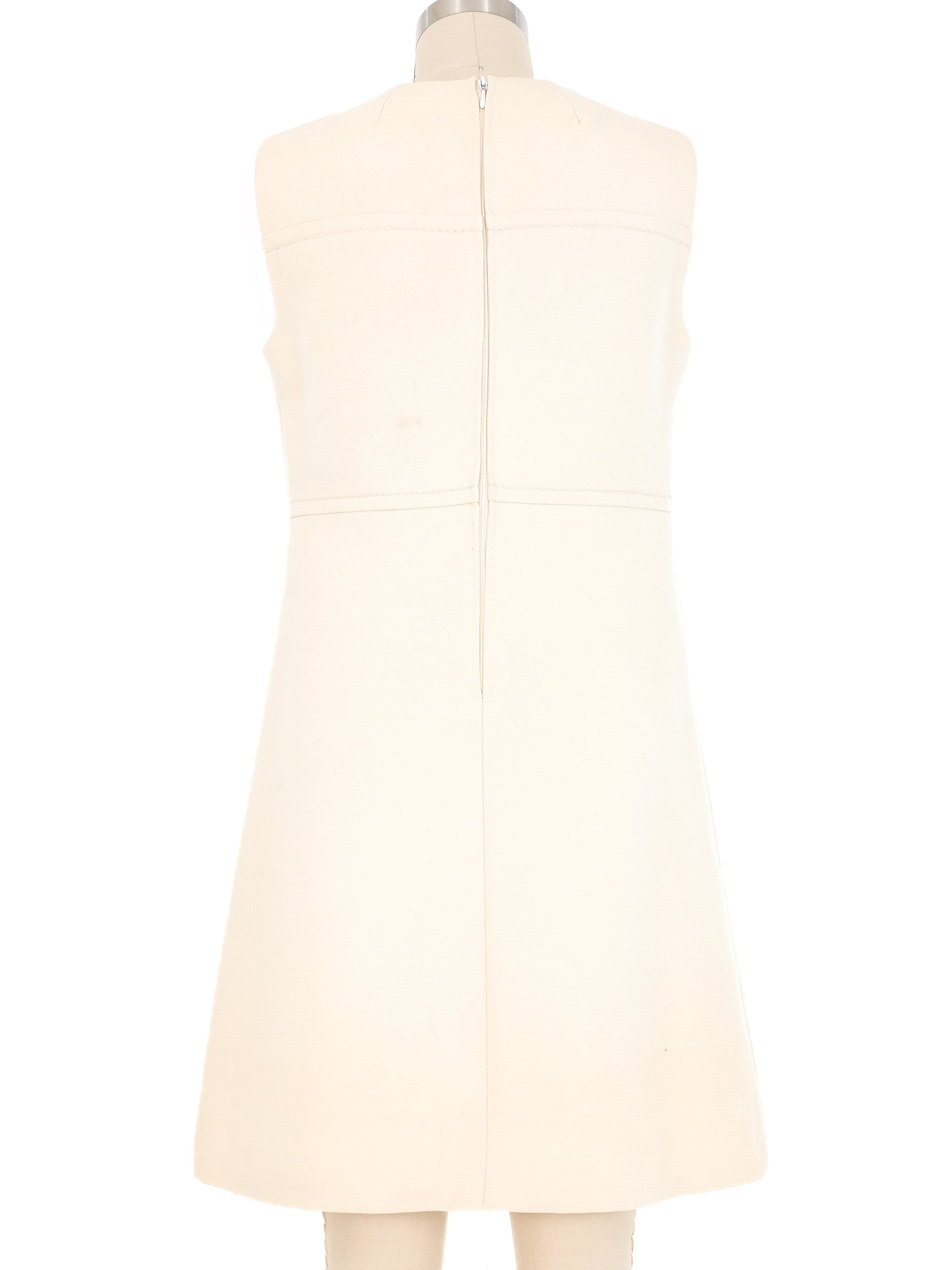 1960s Courreges Space Age Cream Mini Dress