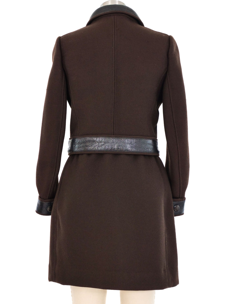1960s Courreges Chocolate Vinyl Trimmed Skirt Suit Suit arcadeshops.com