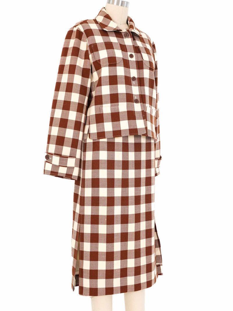 1960s Courreges Brown Check Skirt Suit Suit arcadeshops.com