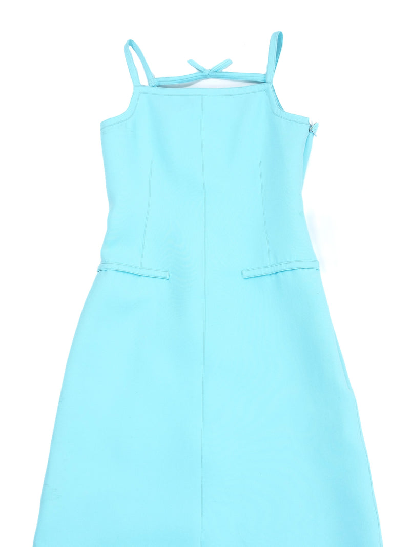 1970s Courreges Open Back Baby Blue Gown Dress arcadeshops.com