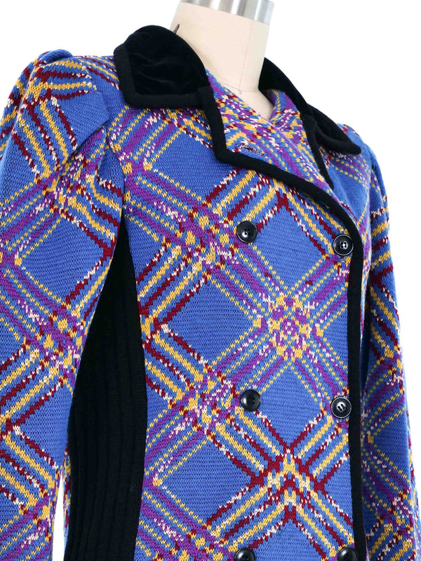 1980s Yves Saint Laurent Plaid Knit Jacket Jacket arcadeshops.com