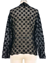 Black Floral Crochet Long Sleeve Top Top arcadeshops.com