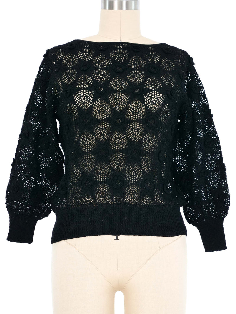 Black Crochet Rosette Top Top arcadeshops.com