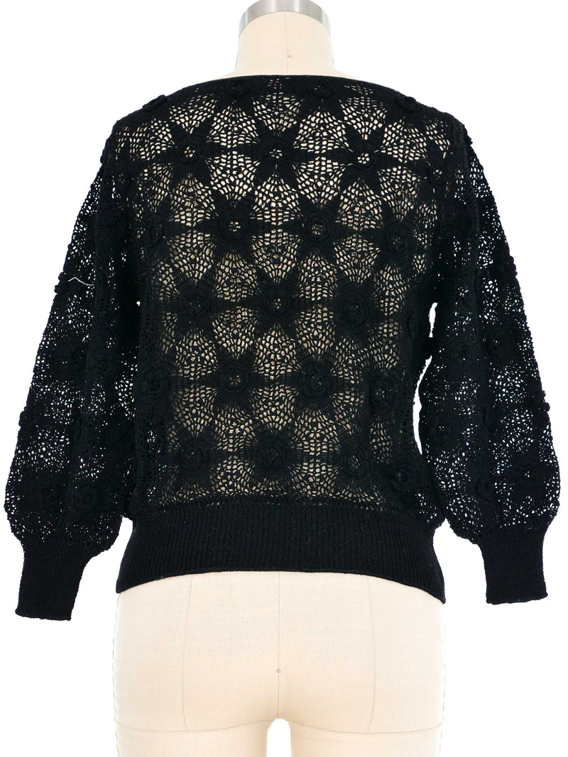 Black Crochet Rosette Top Top arcadeshops.com