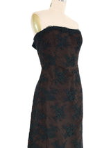 1990s Isaac Mizrahi Strapless Black Lace Gown Dress arcadeshops.com