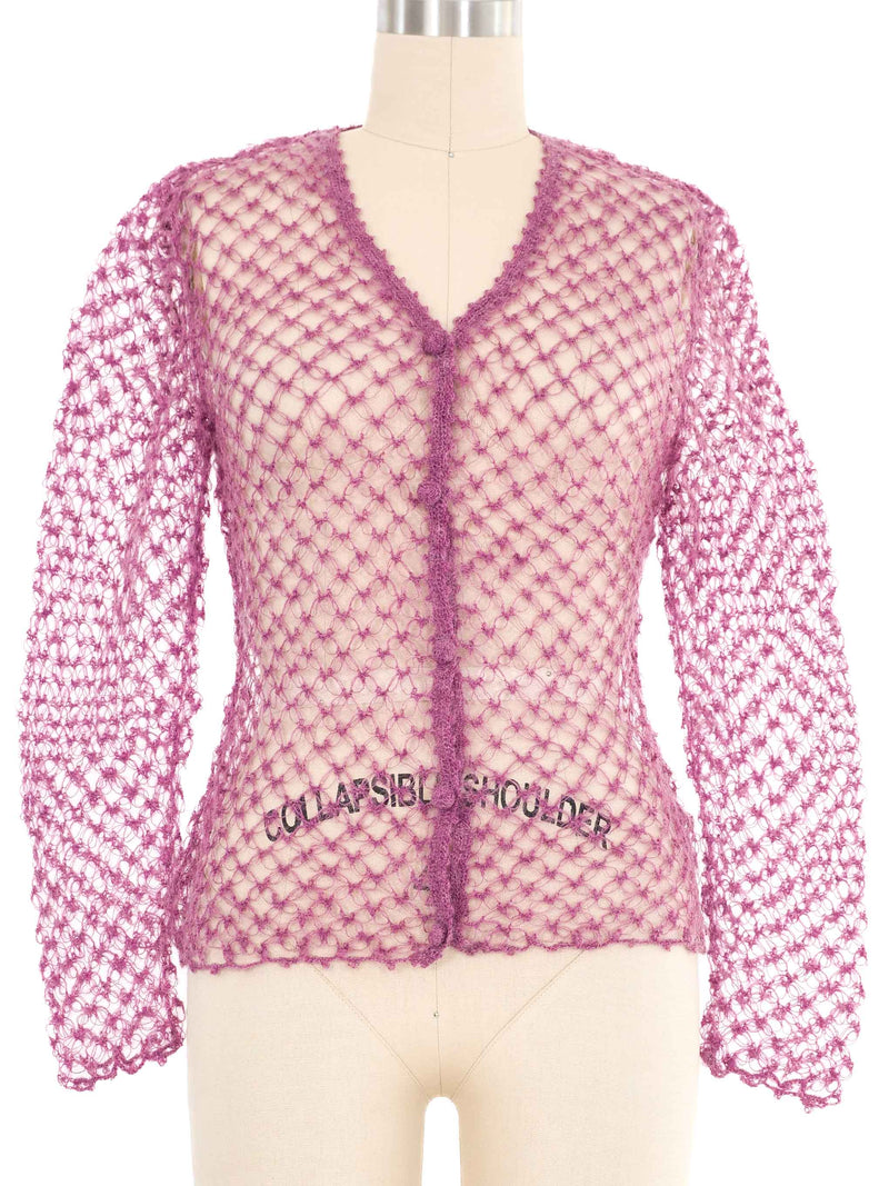 Lilac Mohair Open Knit Cardigan Jacket arcadeshops.com