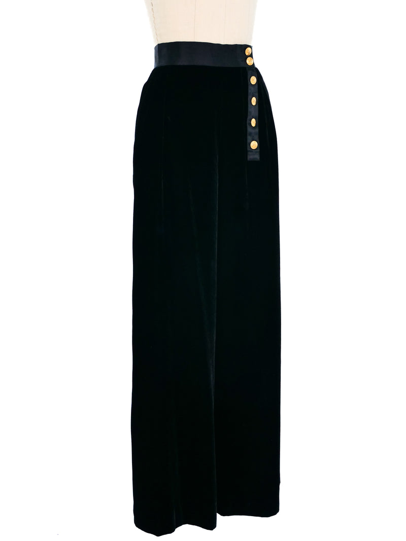 Chanel High Waist Velvet Wide Leg Trousers Bottom arcadeshops.com