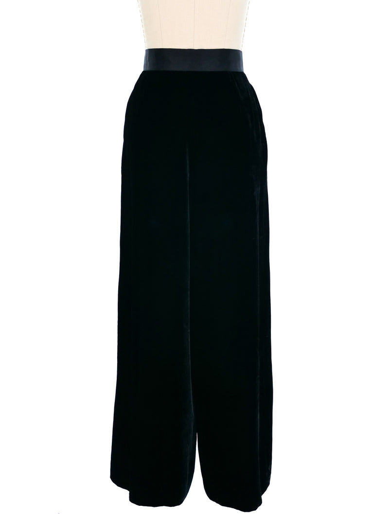 Chanel High Waist Velvet Wide Leg Trousers Bottom arcadeshops.com