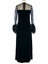 Givenchy Velvet Ostrich Feather Trimmed Gown Dress arcadeshops.com