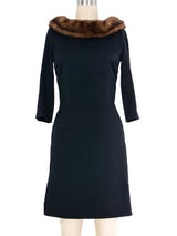 1990s Valentino Fur Collar Bodycon Dress Dress arcadeshops.com