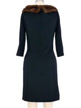 1990s Valentino Fur Collar Bodycon Dress Dress arcadeshops.com