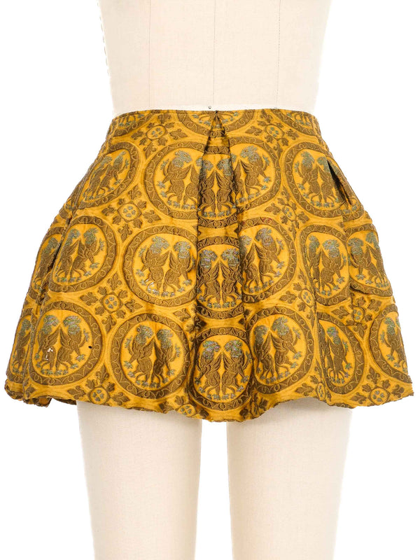 2010 Miu Miu Mustard Brocade Micro Mini Skirt Bottom arcadeshops.com