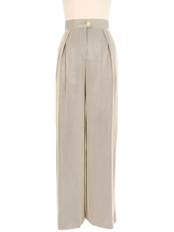 Escada Metallic Pinstripe Wide Leg Trousers Bottom arcadeshops.com