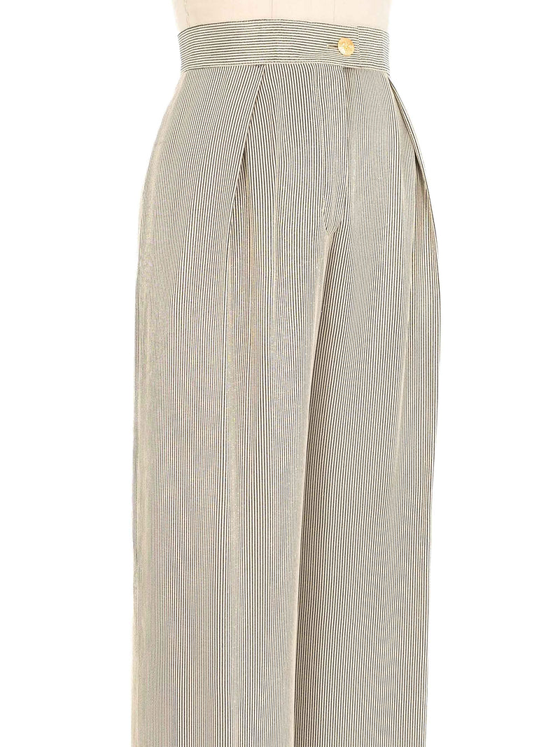 Escada Metallic Pinstripe Wide Leg Trousers Bottom arcadeshops.com