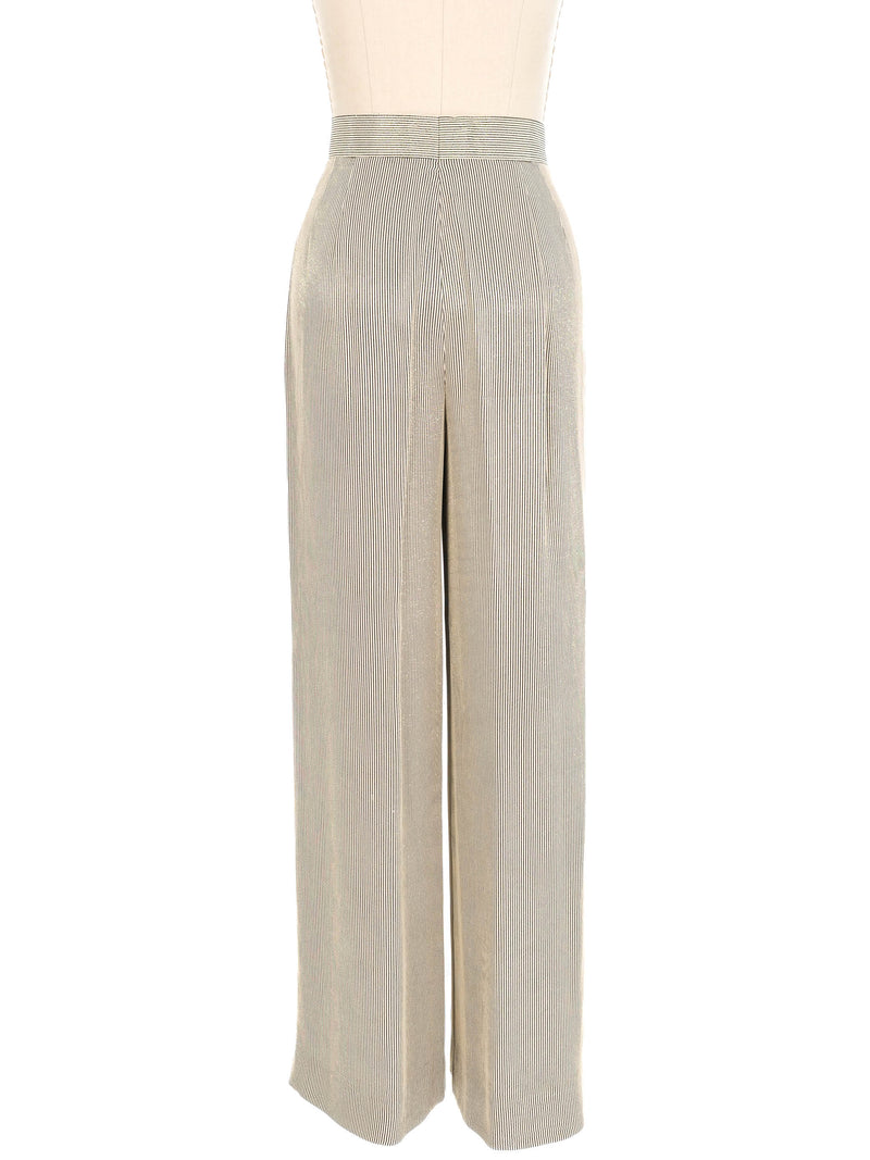 Escada Metallic Pinstripe Wide Leg Trousers Bottom arcadeshops.com