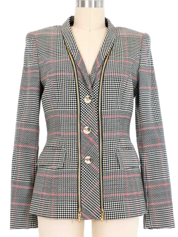Escada Zipper Houndstooth Blazer Jacket arcadeshops.com