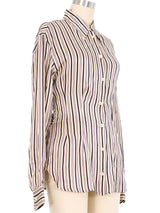 Hermes Purple Striped Button Down Top arcadeshops.com