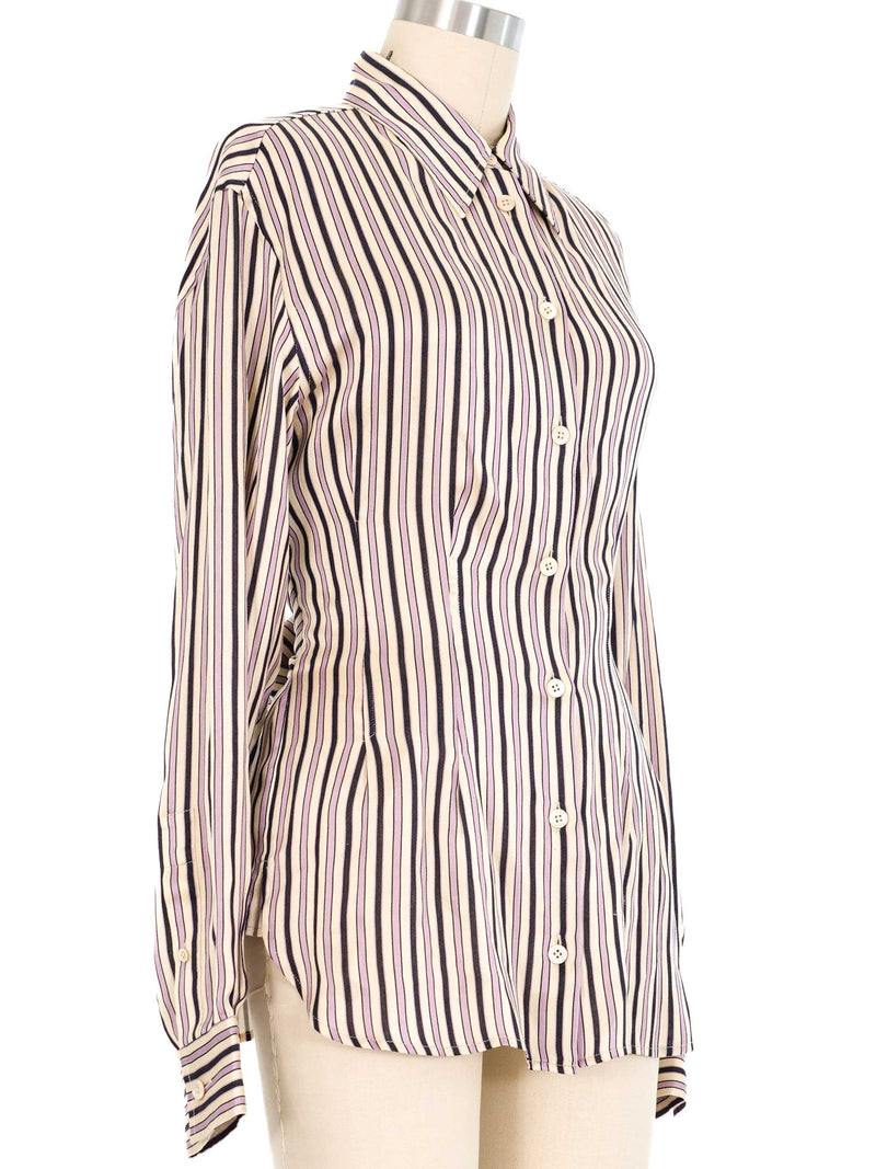 Hermes Purple Striped Button Down Top arcadeshops.com