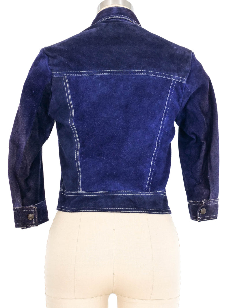Cropped Navy Suede Jacket Jacket arcadeshops.com