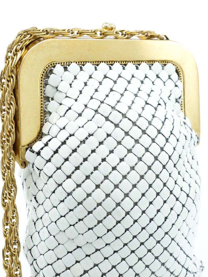 Whiting and Davis White Enamel Chainmail Bag Accessory arcadeshops.com