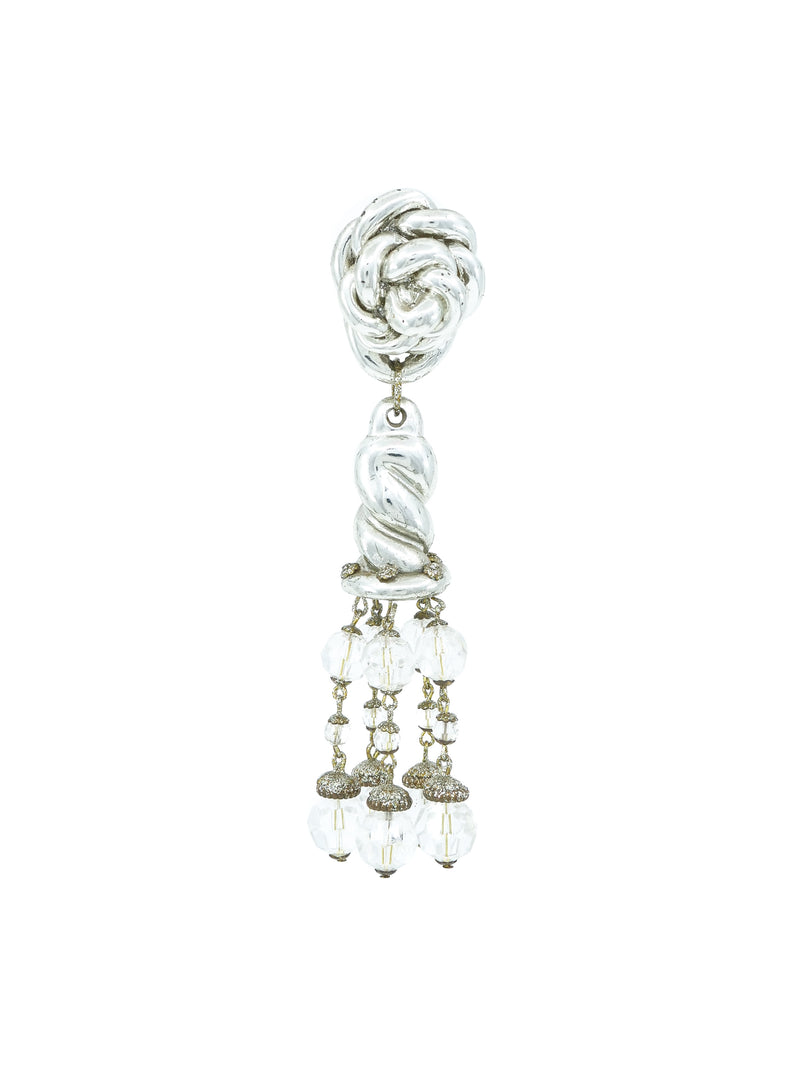 Silver Twisted Tassel Drop Earrings Accessory arcadeshops.com