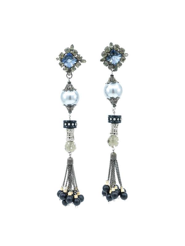 Extra Long Chunky Beaded Tassel Earrings Accessory arcadeshops.com