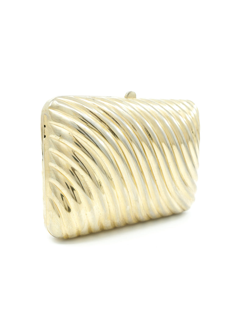 Ribbed Goldtone Metal Clutch Accessory arcadeshops.com