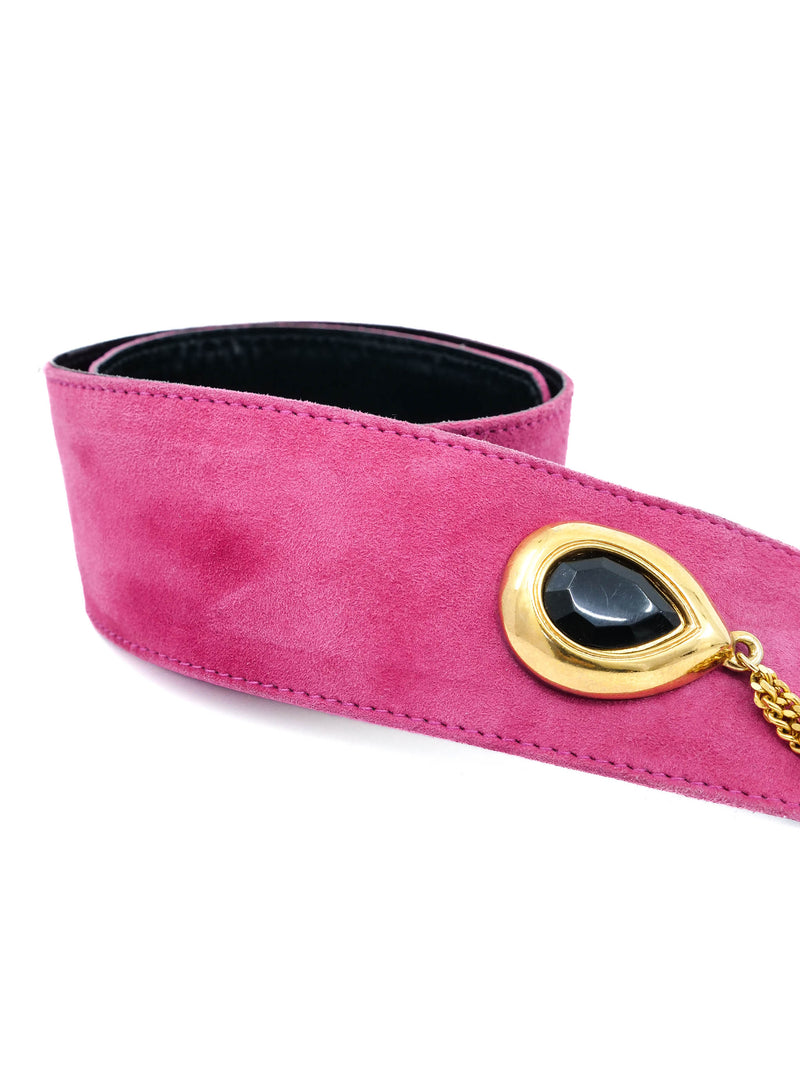 Escada Pink Suede Chain Accent Belt Accessory arcadeshops.com