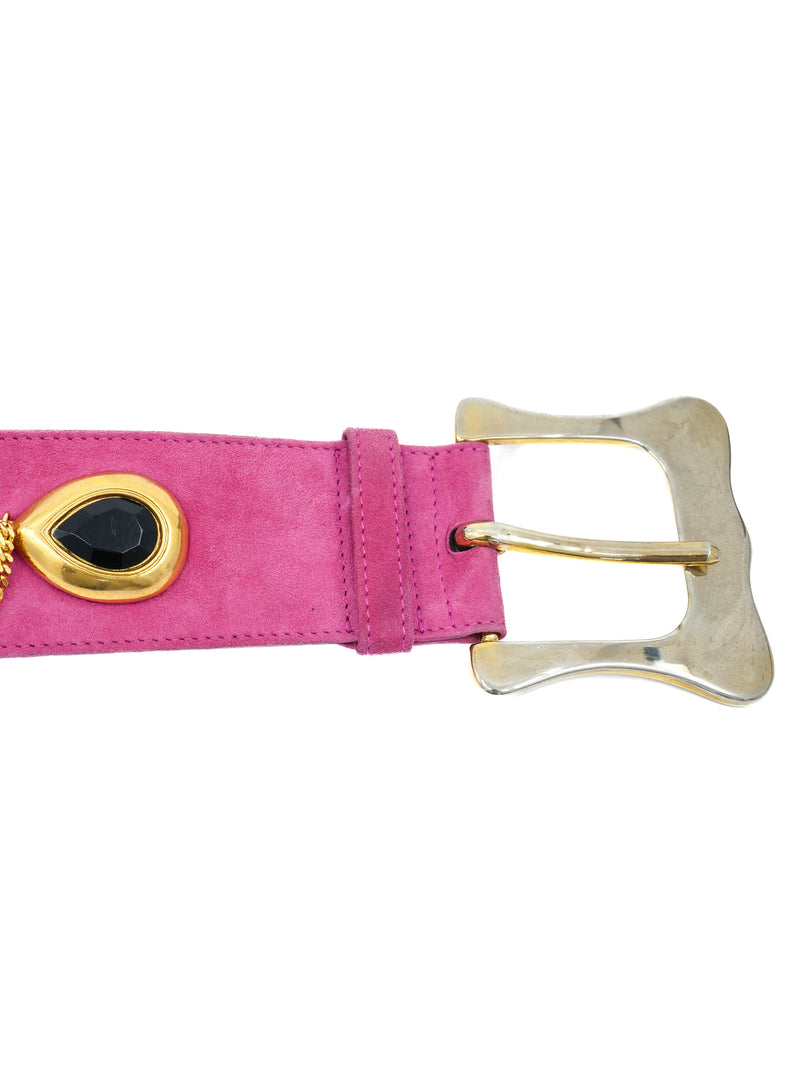 Escada Pink Suede Chain Accent Belt Accessory arcadeshops.com