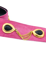 Escada Pink Suede Chain Accent Belt Accessory arcadeshops.com