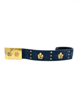 Escada Embellished Navy Suede Waistbelt Accessory arcadeshops.com