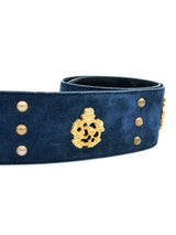 Escada Embellished Navy Suede Waistbelt Accessory arcadeshops.com