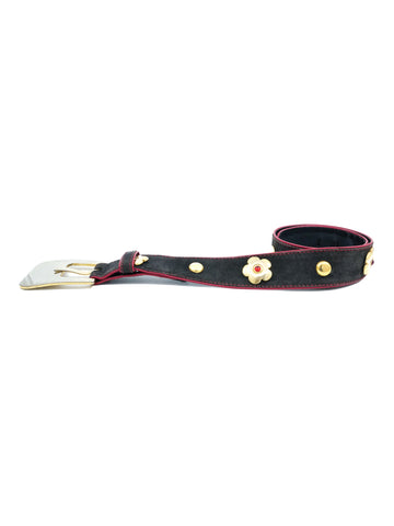 Escada Black Suede Studded Daisy Belt display picture 1
