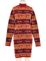 1990 Alaia Arabic Script Mock Neck Sweater Dress Dress arcadeshops.com