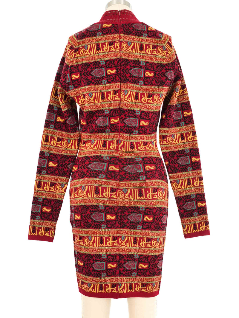 1990 Alaia Arabic Script Mock Neck Sweater Dress Dress arcadeshops.com