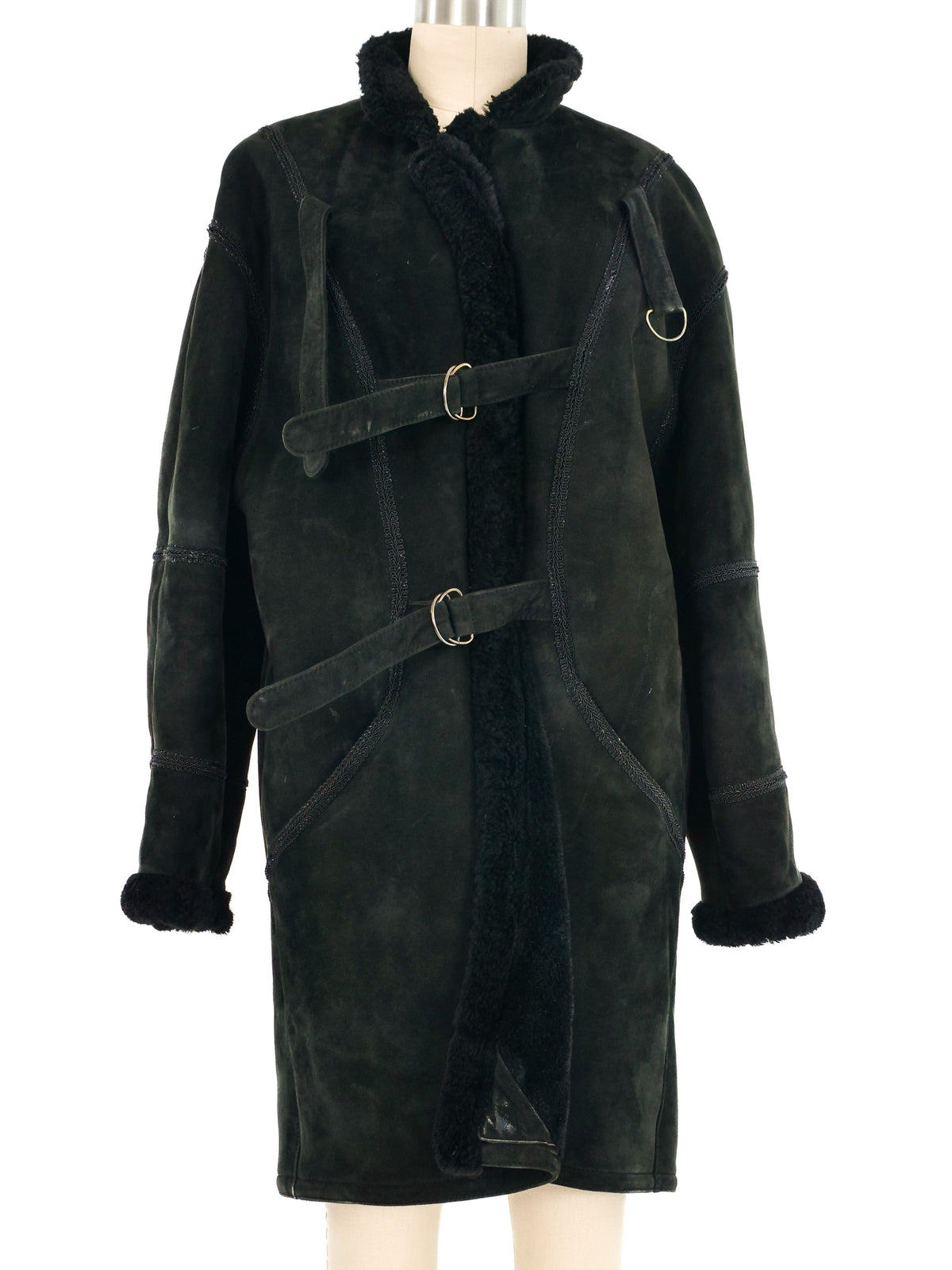 Yves Saint Laurent Black Faux Fur on Suede Faux fur coat Yves Saint Laurent Black size 38 FR in Faux  main image 2