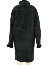 Yves Saint Laurent Black Suede Shearling Coat Outerwear arcadeshops.com