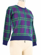 Yves Saint Laurent Plaid Cropped Sweater Top arcadeshops.com