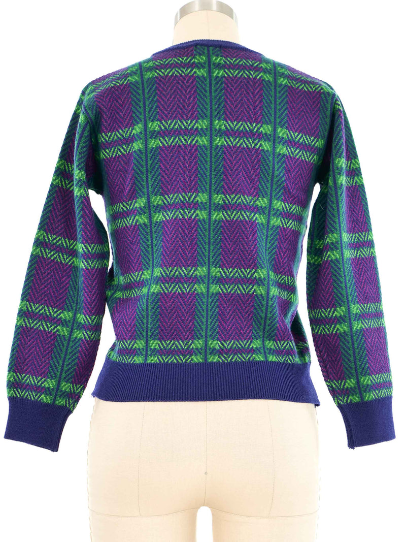 Yves Saint Laurent Plaid Cropped Sweater Top arcadeshops.com