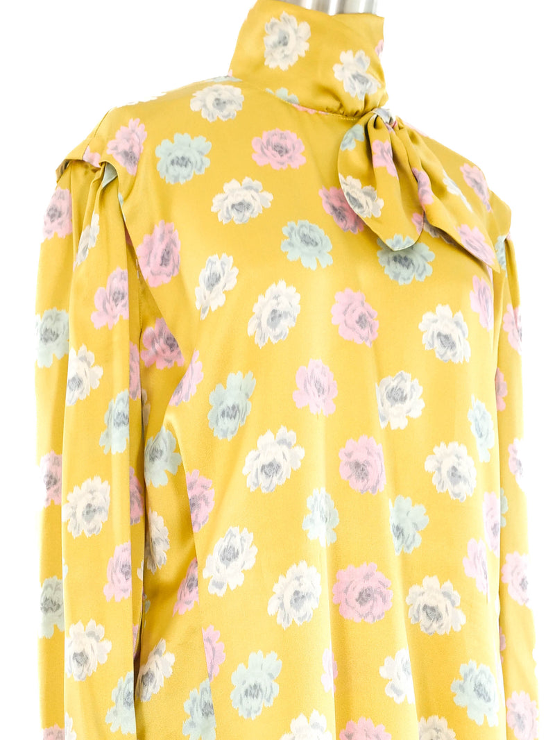Escada Chartreuse Floral Blouse Top arcadeshops.com