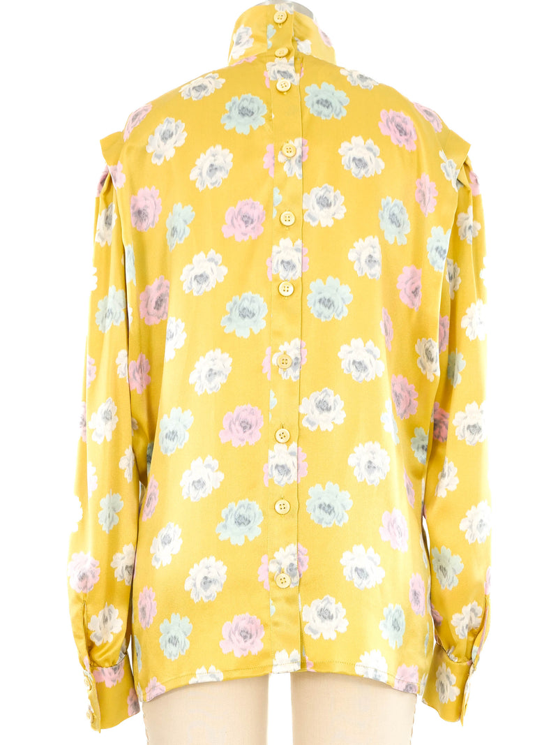 Escada Chartreuse Floral Blouse Top arcadeshops.com