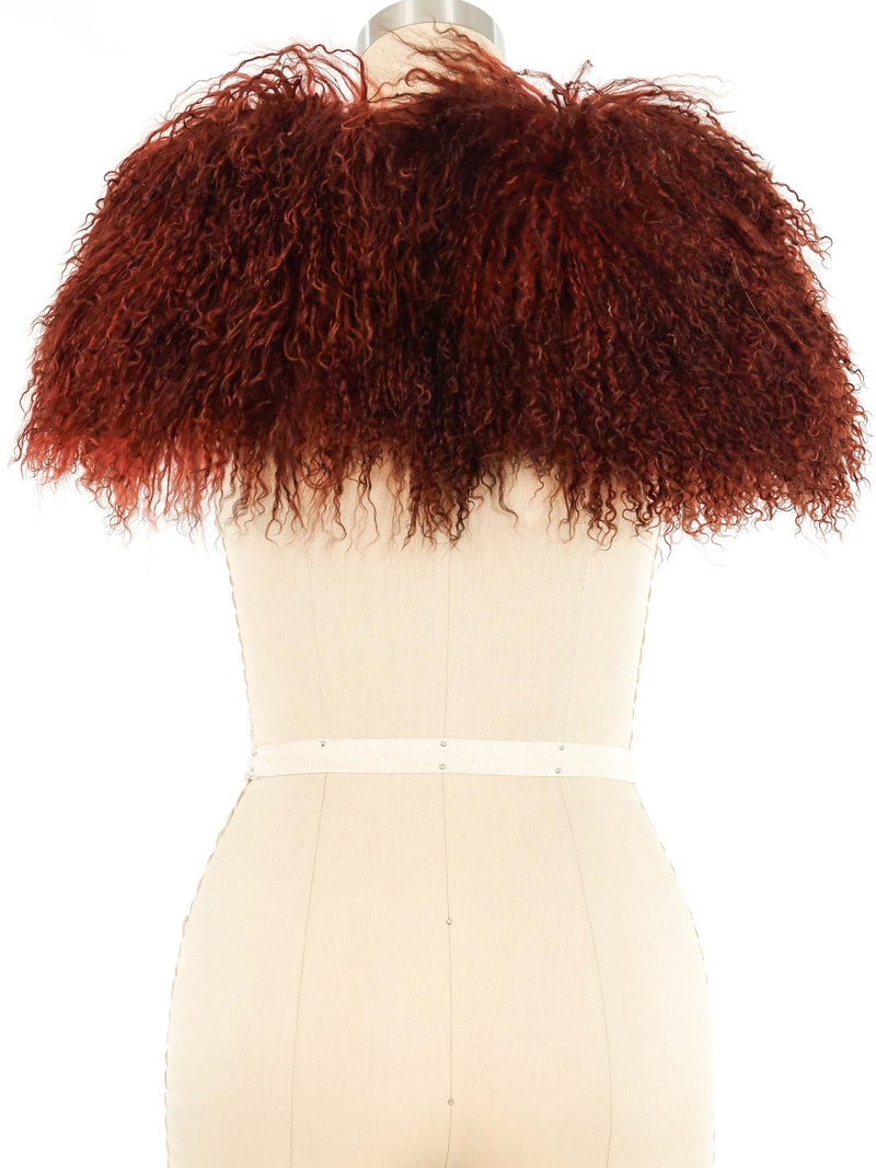 Roberto Cavalli Rust Mongolian Lamb Fur Collar Accessory arcadeshops.com