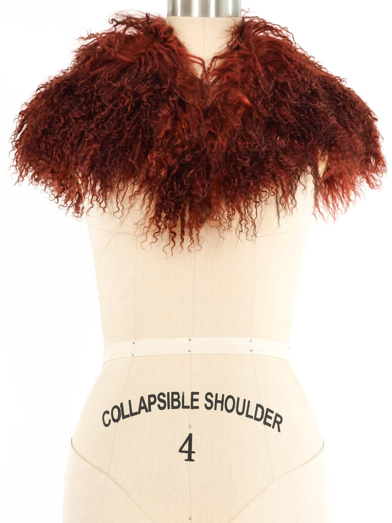 Roberto Cavalli Rust Mongolian Lamb Fur Collar Accessory arcadeshops.com