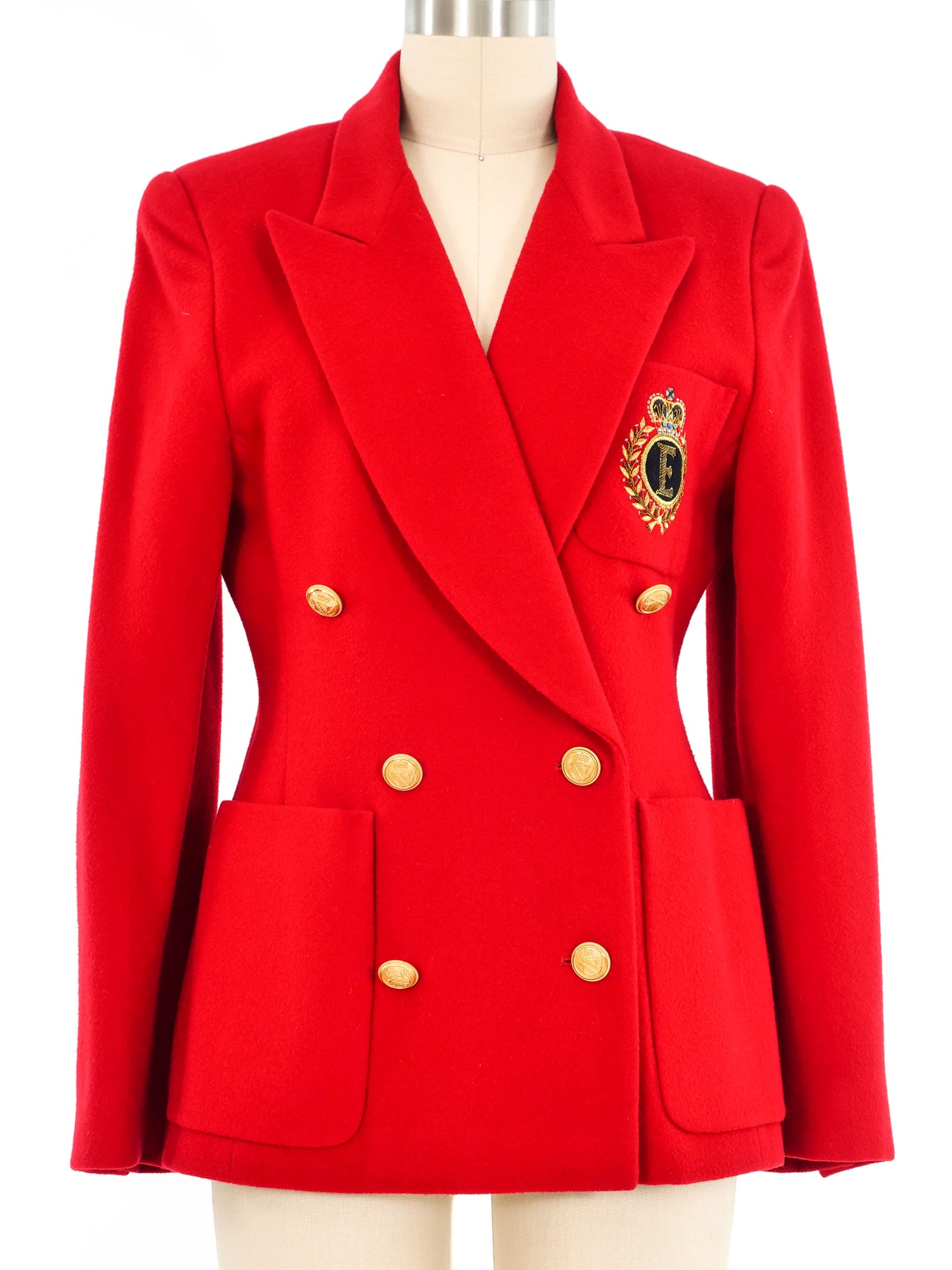 ESCADA エスカーダ　レッド テーラードジャケット M フォーマル　金ボタン Escada Red Embroidered Wool Blazer