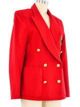 Escada Red Embroidered Wool Blazer Jacket arcadeshops.com